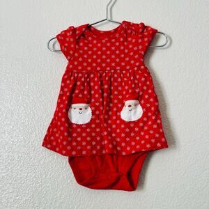 Just One You by Carter’s red snowflake santa dress one piece short sleeve